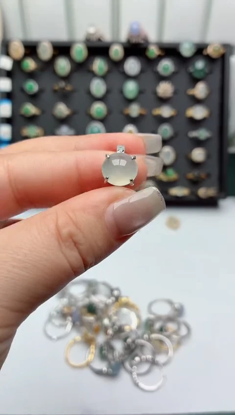银S925镶嵌戒指翡翠.