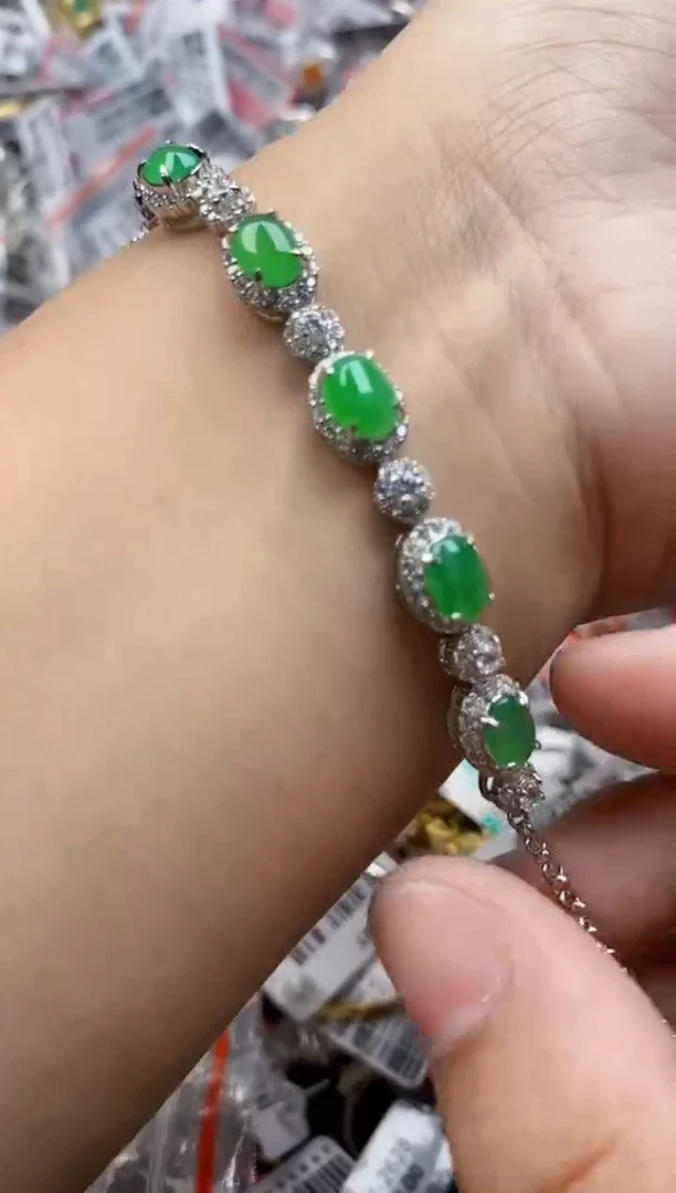 翡翠戒指银S925镶嵌66666      8