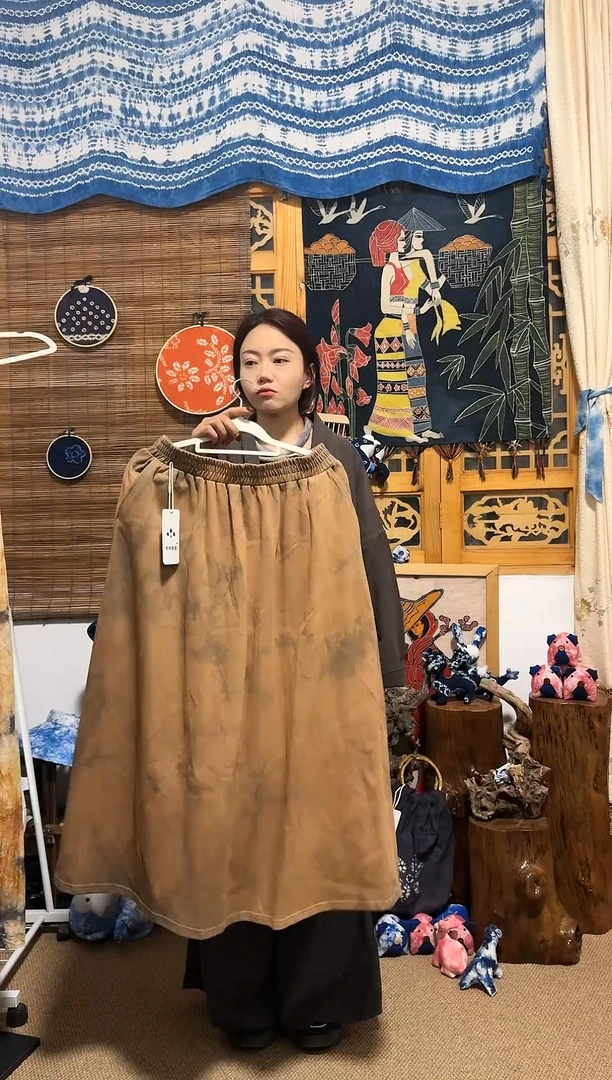 【闪购商品】植物染色扎染工艺半裙