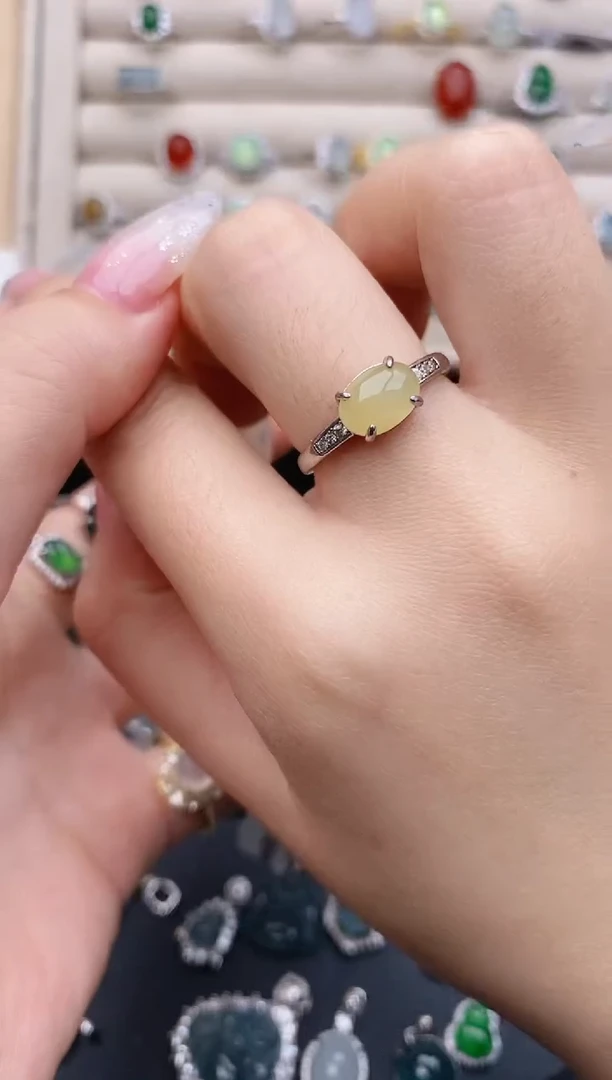 银S925镶嵌戒指翡翠0