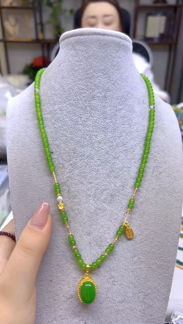 和田玉（碧玉）未镶嵌颈饰DIY款X700