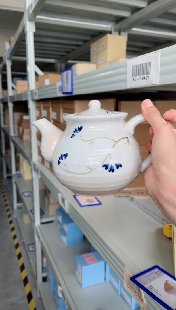 瓷片福利蓝叶泡茶壶