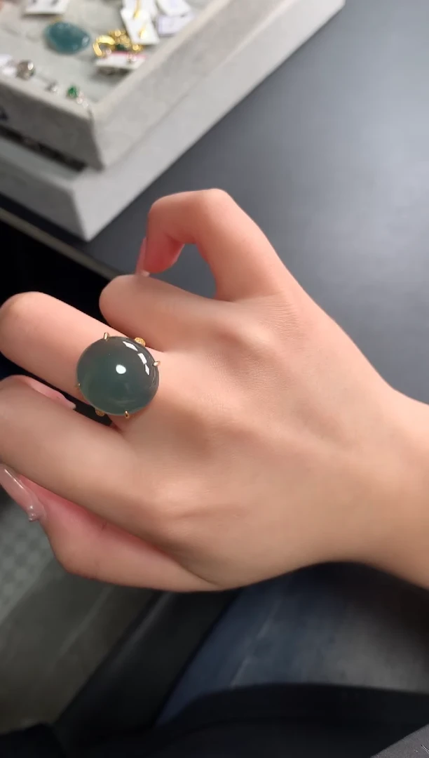 【闪购商品】翡翠戒指银S925镶嵌5214