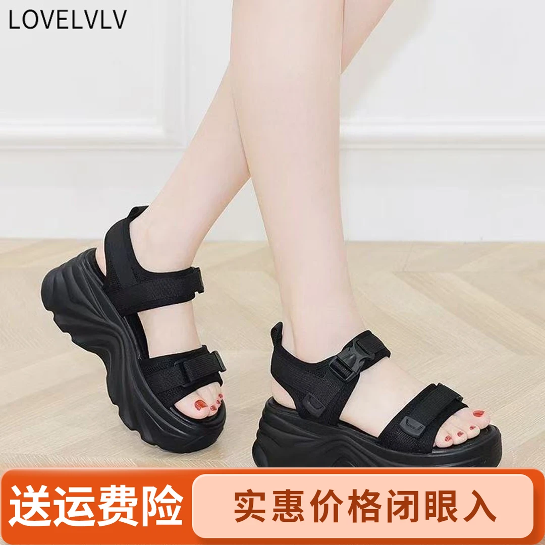 网红老爹凉鞋女2025秋季新款外穿百搭软底厚底防滑松糕运动沙滩鞋