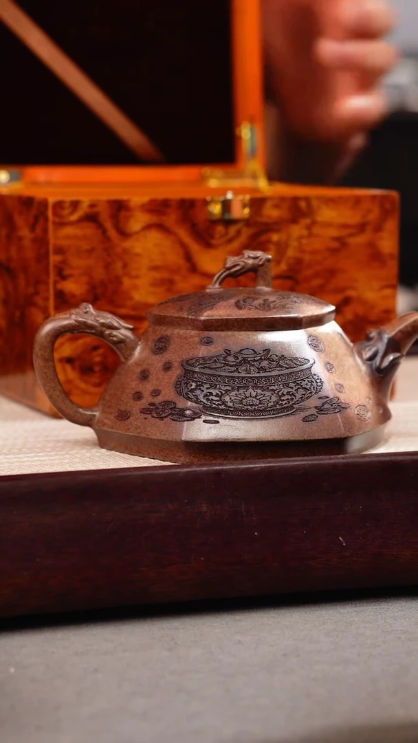 茶壶紫砂云雾沉香泥 六方石瓢 麒麟