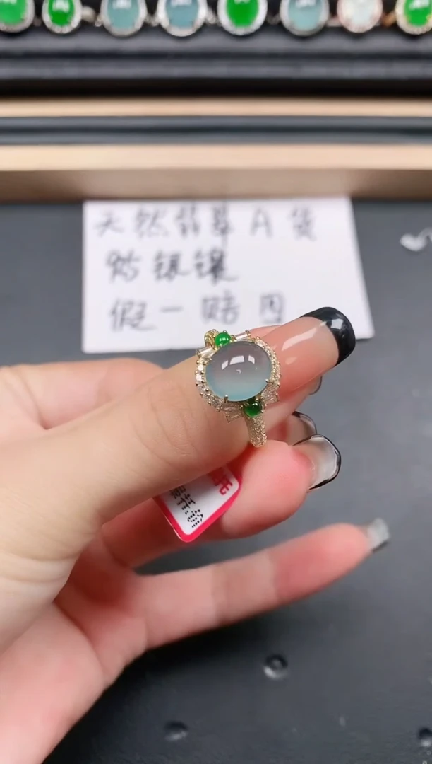 翡翠戒指银S925镶嵌11111