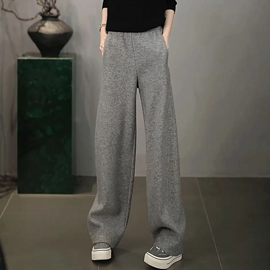 溶溶【贝壳裤】RONGRONG 精选绵羊毛混纺舒适保暖针织休闲裤10019