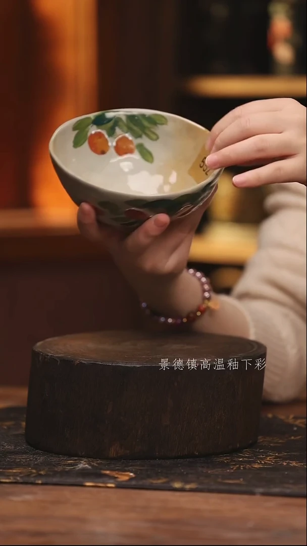 陶瓷景德镇高温釉下手绘陶瓷@L552@