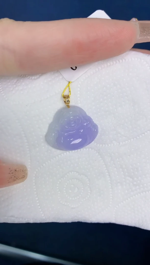 颈饰18K金镶嵌翡翠缅甸天然翡翠A货