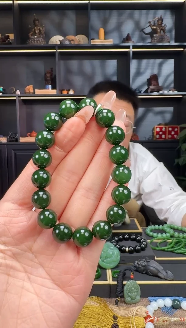 【闪购商品】和田玉1未镶嵌12mm红皮碧玉手串 多样性发