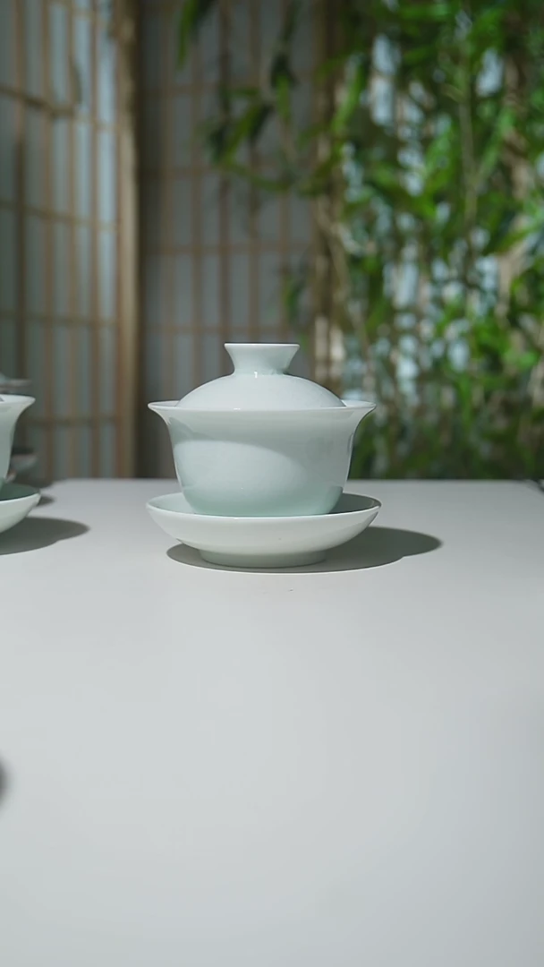其他A玉清釉玉兰盖碗原矿二级品