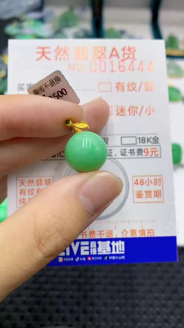 翡翠18K金镶嵌颈饰             8