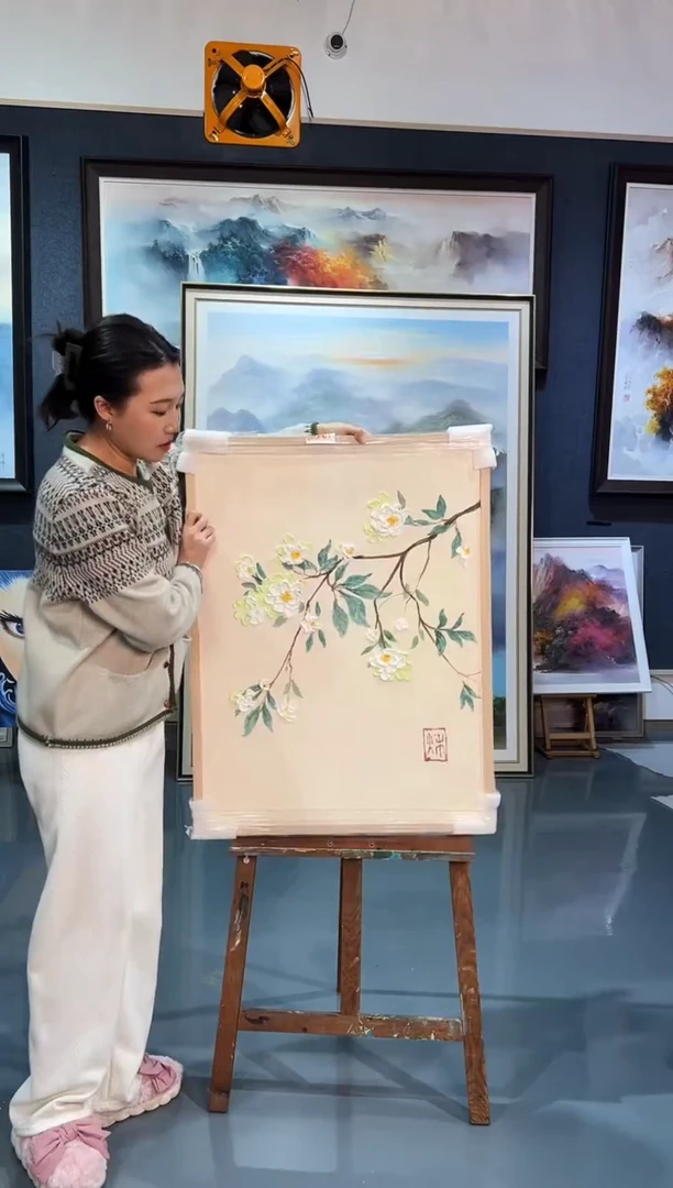 【闪购商品】油画51号 60*80 花枝-手绘油画