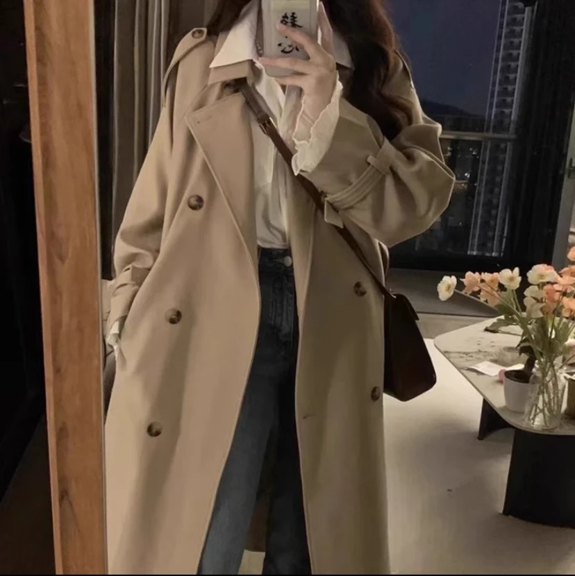 高级感风衣外套女早春小个子2025春季新款英伦风中长垂感气质大衣