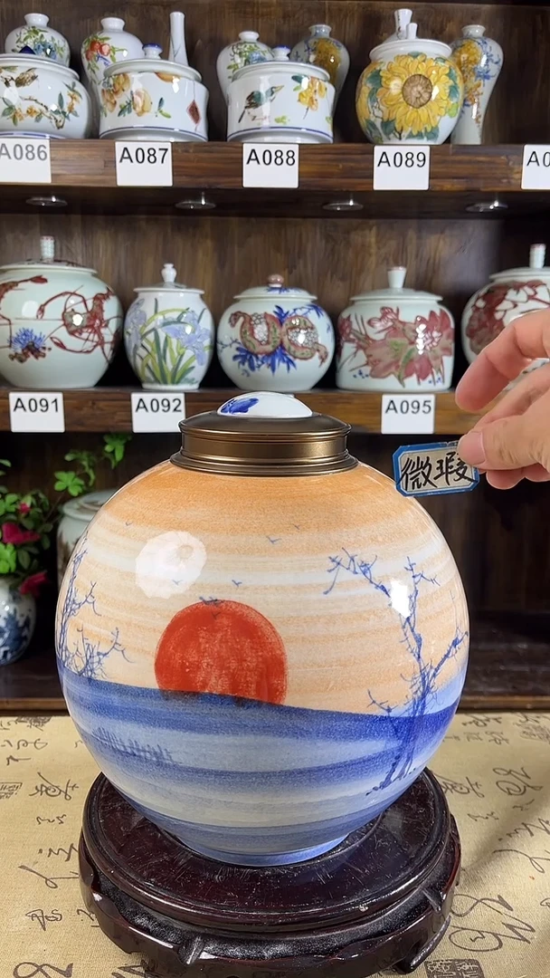【闪购商品】纯手工手绘旭日东升密封罐