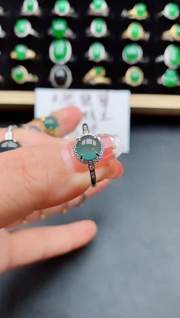 【闪购商品】翡翠戒指银S925镶嵌508080