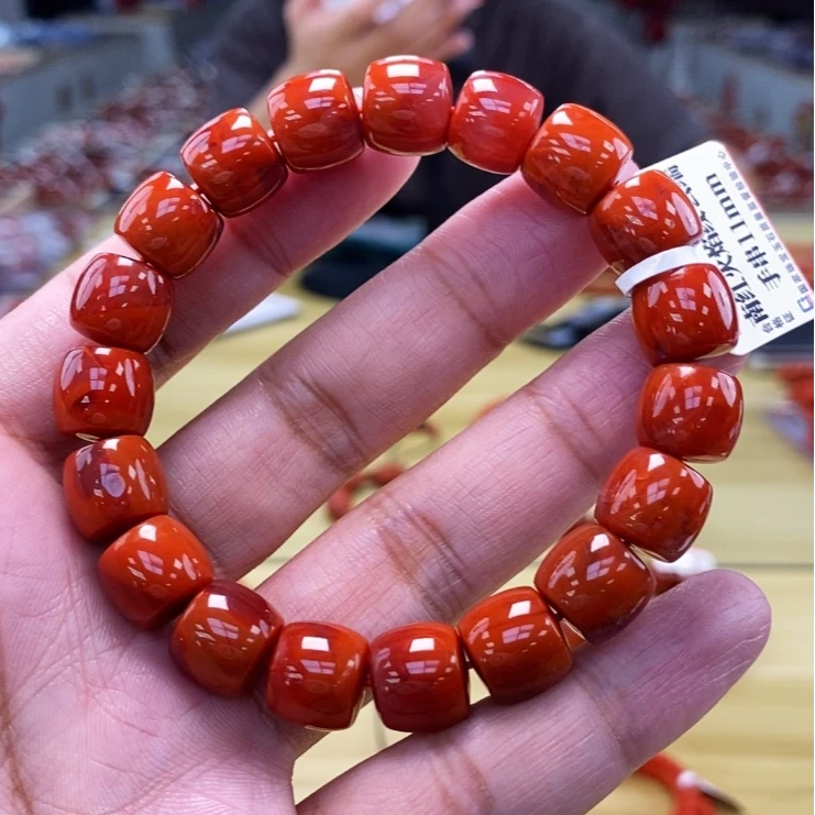 【小刘南红】南红典藏牛血红直切手串11mm 多样性发一