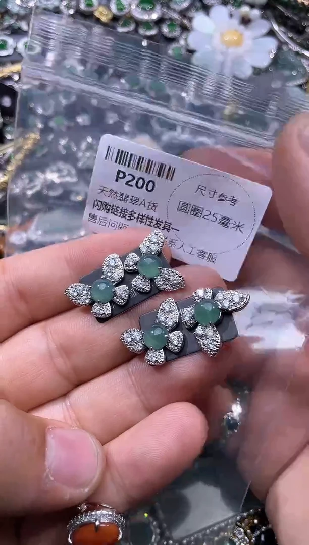 【闪购商品】翡翠颈饰未镶嵌P200耳钉 多样性发其一