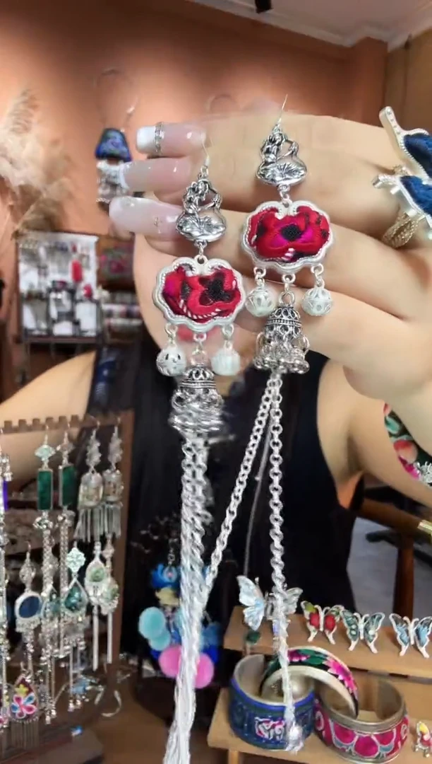 刺绣纯手工民族风耳环