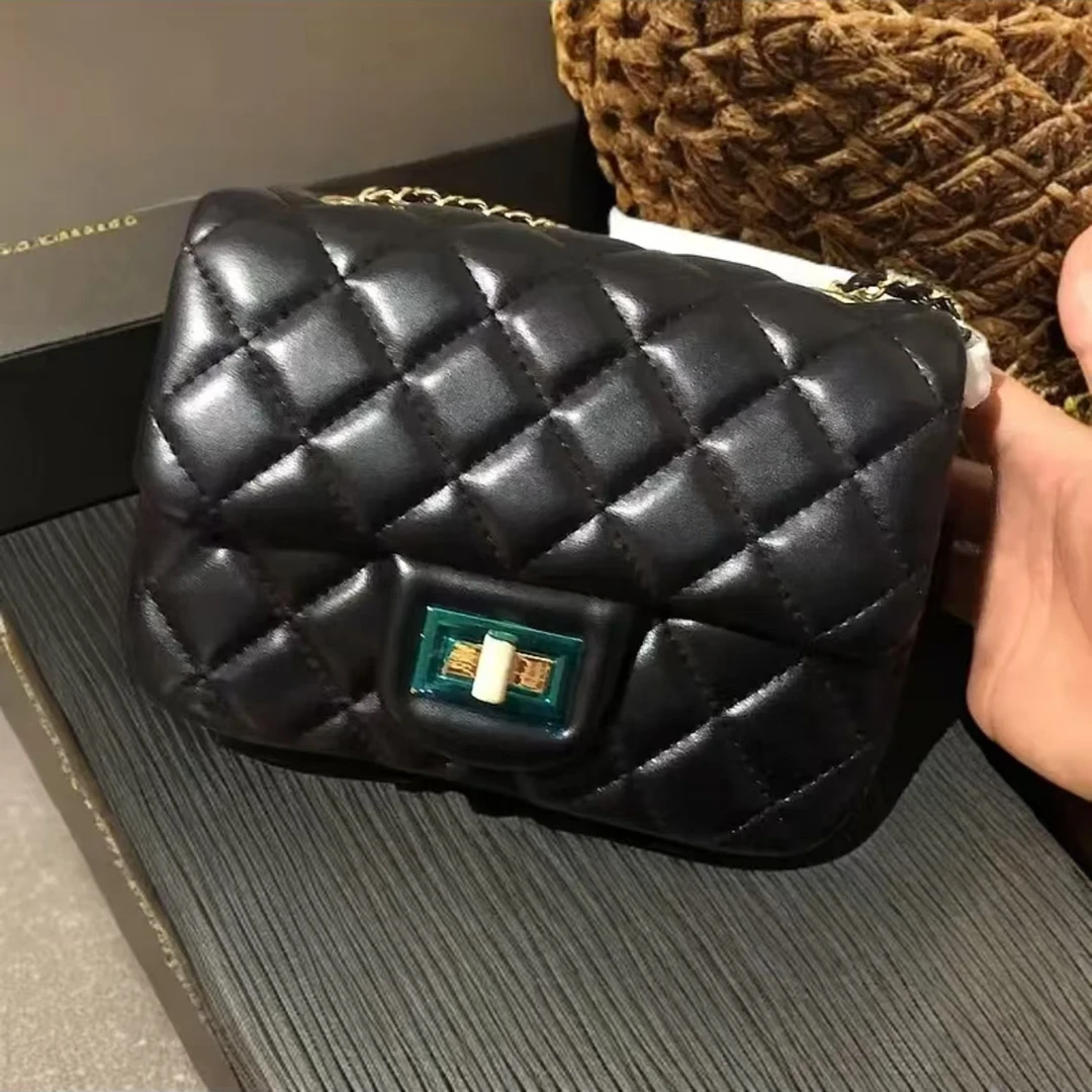 小金球包包女新款小香风菱格包休闲百搭链条包单肩斜挎包