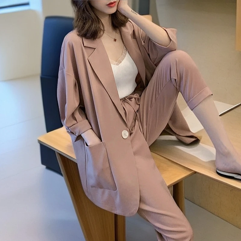 2025夏季炸街气质西服两件套装女微胖mm显瘦薄款休闲西装大码女装