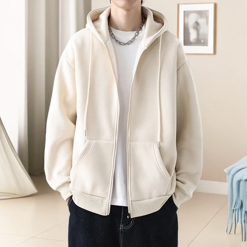 春秋开衫卫衣男士潮流夹克衫时尚休闲连帽外套美式重磅休闲上衣服