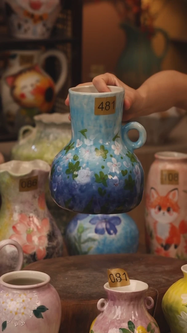 陶瓷481景德镇设计师手作花器摆件侘寂风