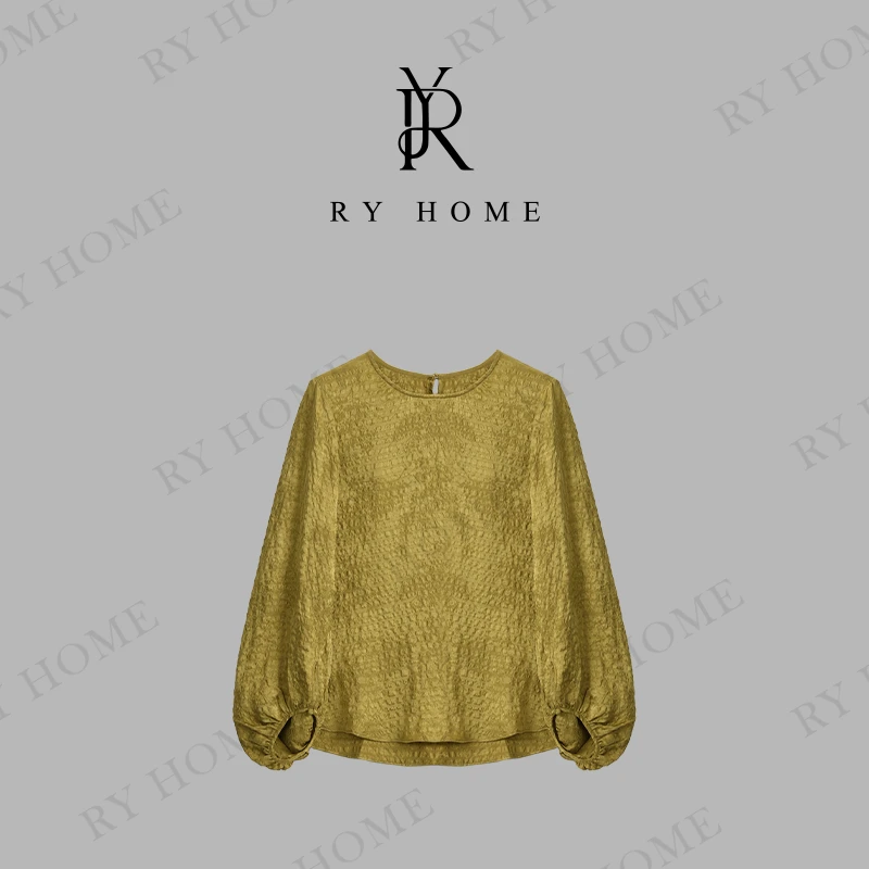 【容雨RYHOME】100桑蚕丝＋春季新中式欧若风提花桑蚕丝衬衫251C1379