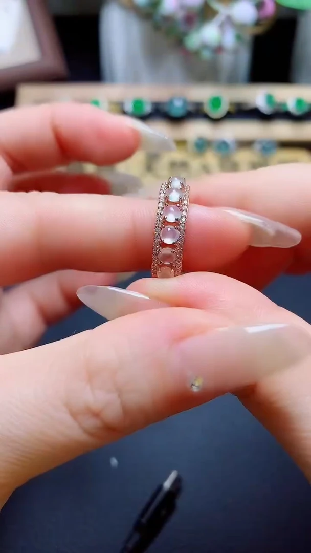 翡翠戒指银S925镶嵌天然翡翠A货s925银镶