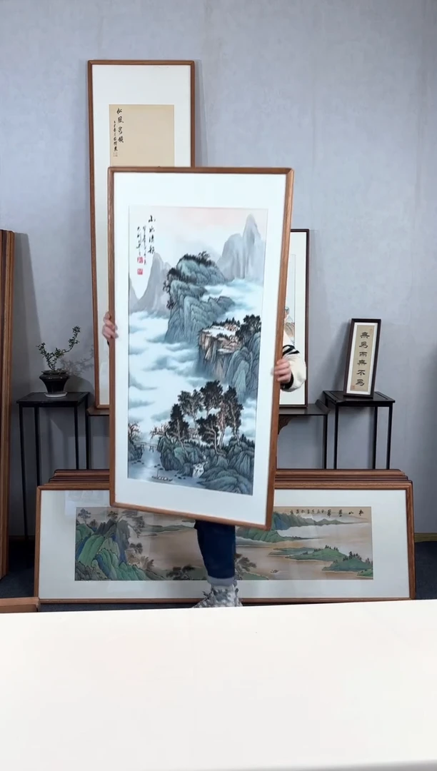 【闪购商品】国画手绘*山水清韵*62*123cm实木框