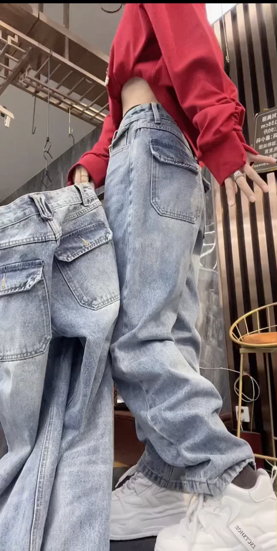 梨形身材显瘦牛仔裤女秋冬季大码弹力加绒加厚修身直筒弯刀裤