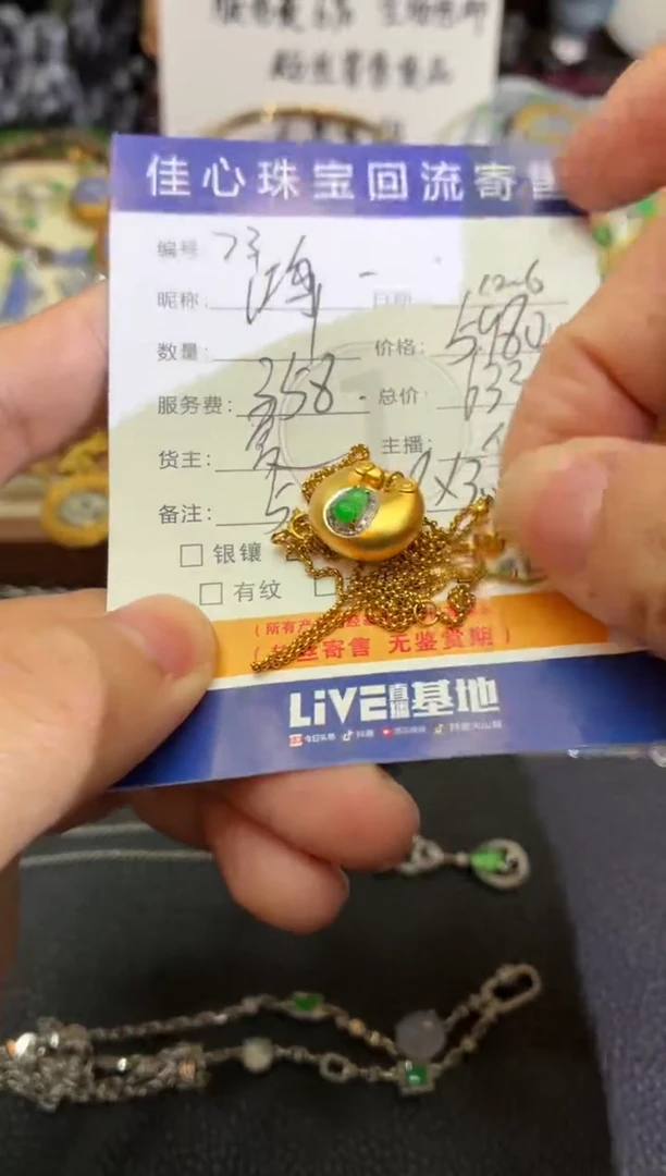 项链18K金镶嵌翡翠鸿*盈翡翠——1206073