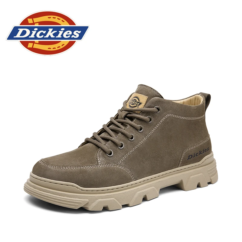 Dickies男鞋2025年冬季新款时尚圆头潮鞋工装中帮真皮男士马丁靴