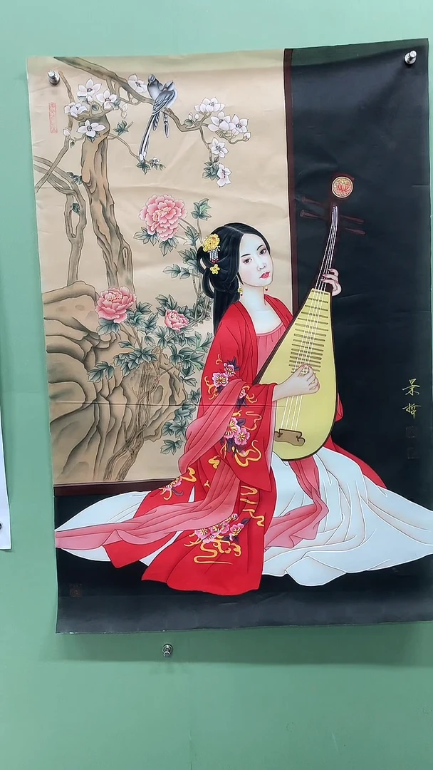 竖款精品绢人物美女