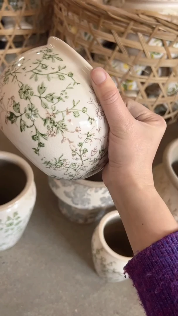 【闪购商品】陶瓷花盆高11.5cm内口12.5cm