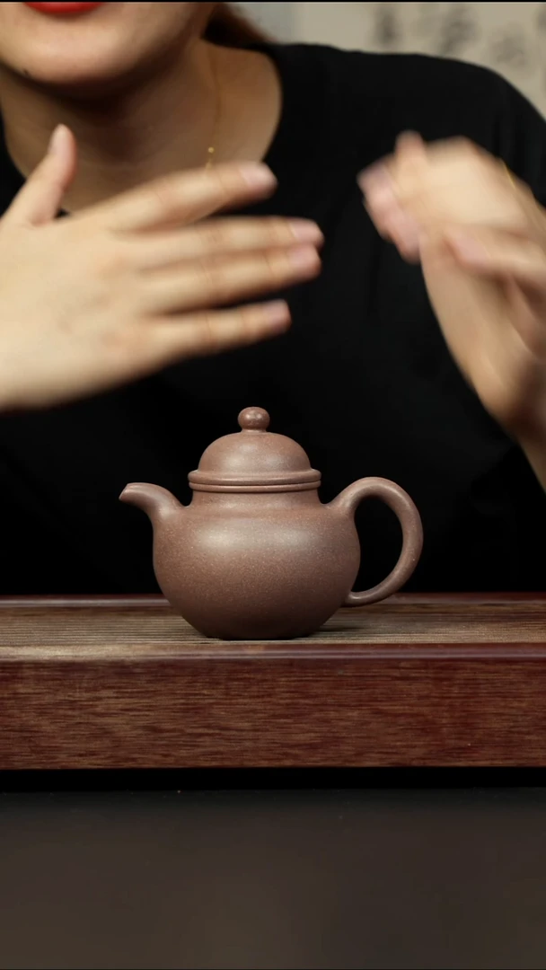 紫砂茶壶桃花泥掇球粉紫色
