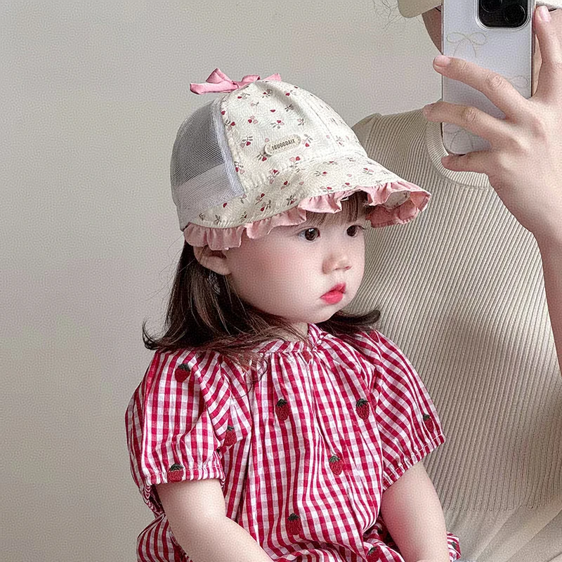 婴儿帽子春秋季薄款宝宝女洋气遮阳帽儿童公主风夏季外出渔夫帽