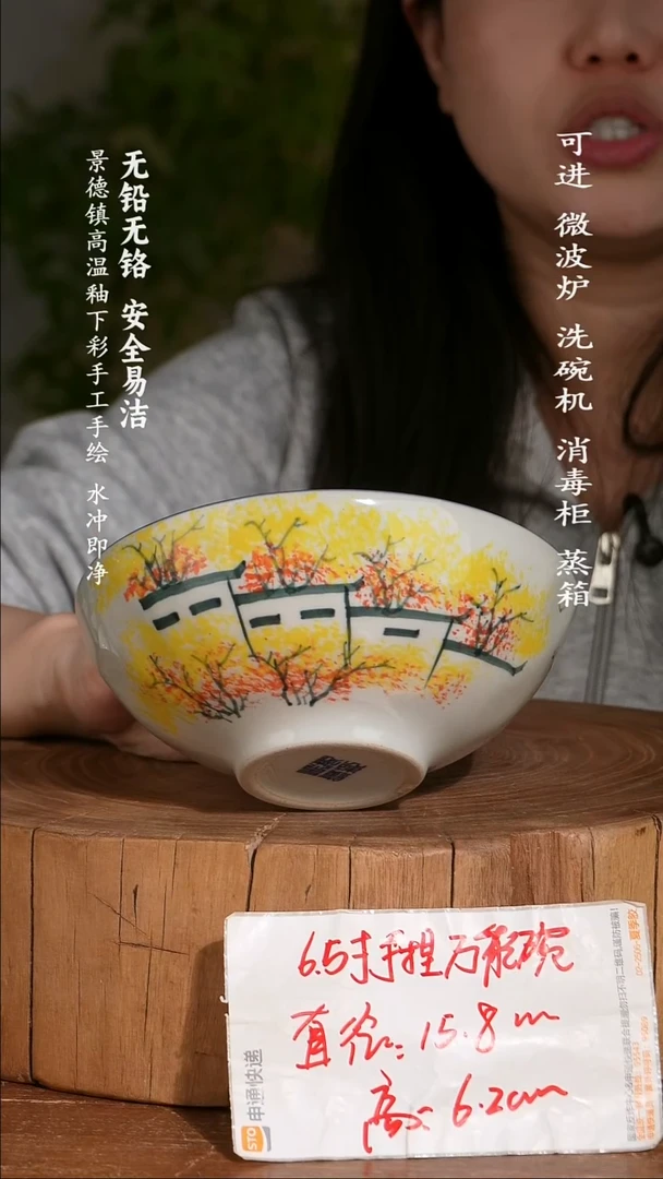 碗陶瓷景德镇高温瓷釉下彩手绘陶瓷