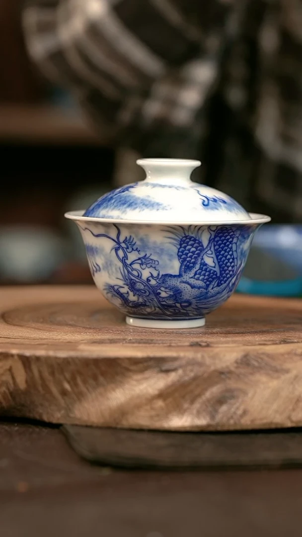 手绘 高温现代瓷   柴窑  点工苍龙小元宝100C