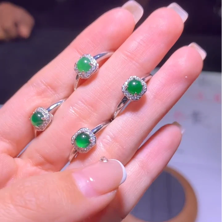 【逍遥】天然A货翡翠蛋面戒指*790/15/多样性发/1件