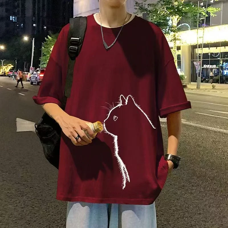 2025夏季爆款短袖t恤男潮牌字母印花纯棉T恤衫时尚修身半袖上衣