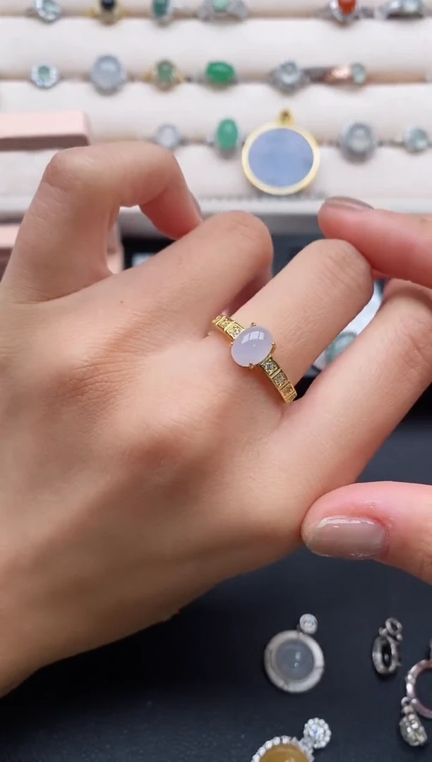 银S925镶嵌戒指翡翠555555+9