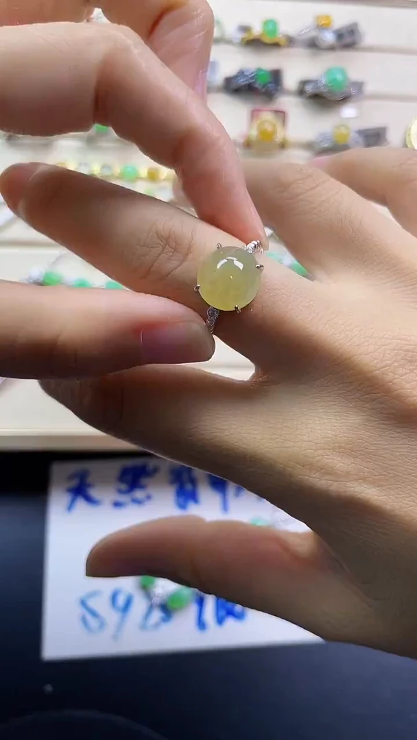 银S925镶嵌戒指翡翠翡翠 蛋面 银S925镶嵌