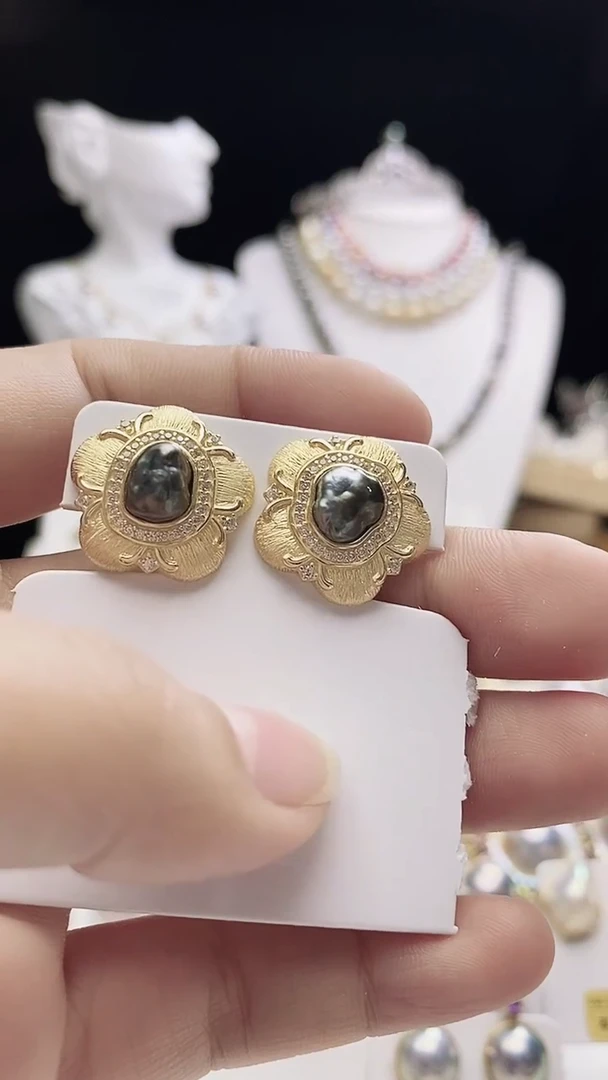 【闪购商品】海水珍珠耳钉银S925镶嵌海水keshi珍珠耳钉