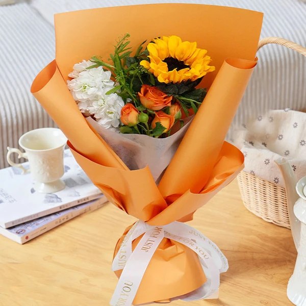 「温暖向阳」·向日葵紫罗兰橙芭比混搭橙色系小花束 份