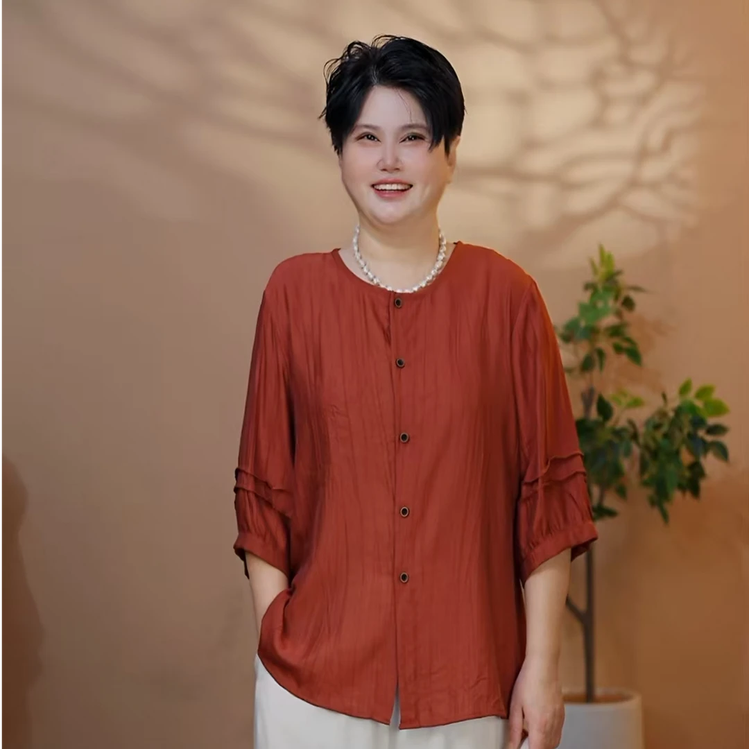 夏季新款时尚气质显瘦百搭衬衫洋气妈妈-50