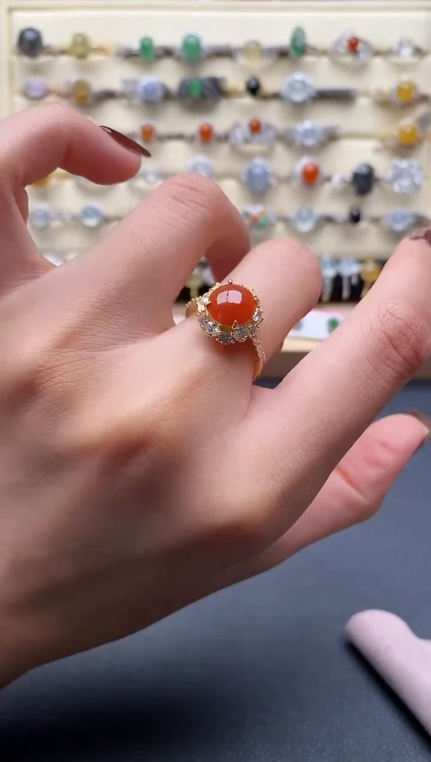 银S925镶嵌戒指翡翠222222+10