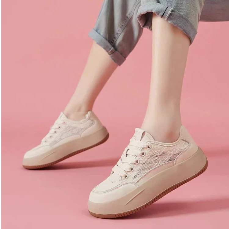 玛丽渔夫鞋新款秋季厚底网面透气小白鞋百搭休闲板鞋女661-5G