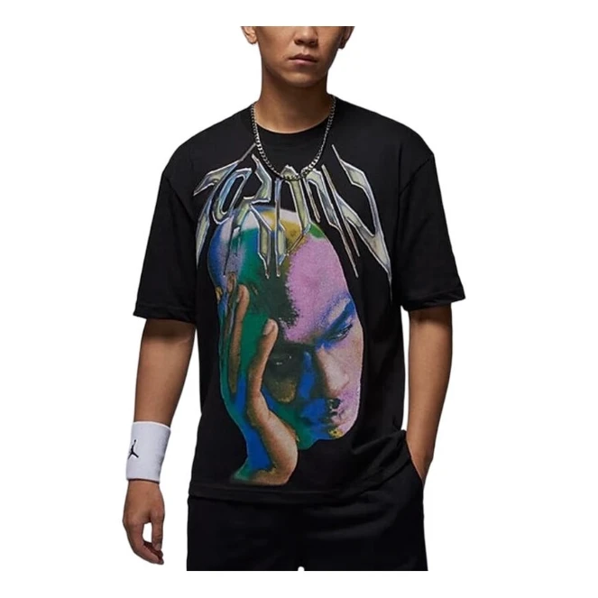 NIKE男款印花黑色圆领运动休闲短袖HJ2349010