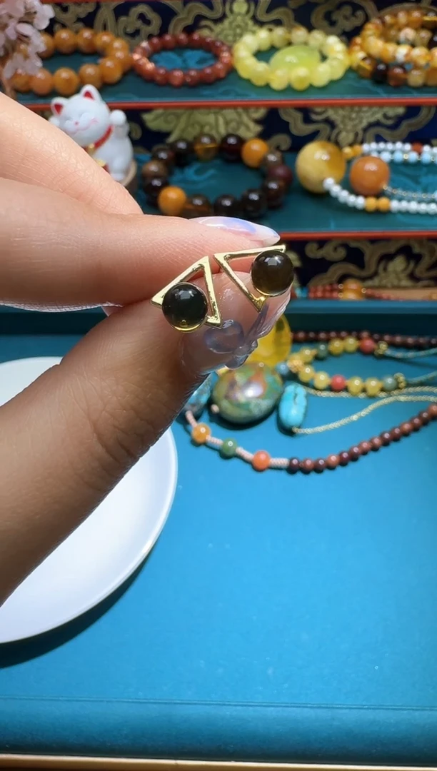 琥珀未镶嵌耳饰多样性发一件767